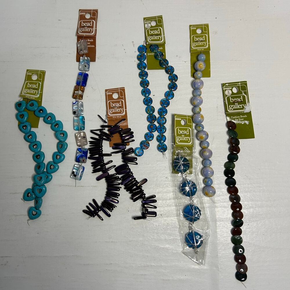 Bead Gallery Millefiori Jasper Turquoise Bead Lot 7 Cards